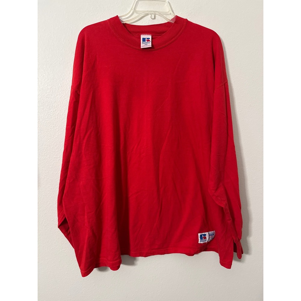 Vintage Russell Athletic Red T Shirt XXL Made in USA 90s 26.5x28 Single Stitch‎